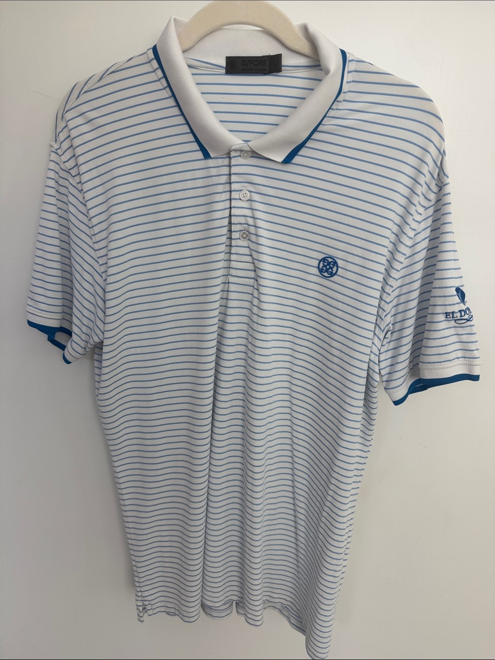 G/FORE Blue Stripe Polo Shirt - White/Blue